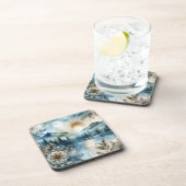 雨の日の水の色マウンテンレイクボー素朴ホ コースター (右側)