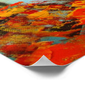 雨の日の秋の赤いトラムの傘ロマンチックなカップル ポスター (角)