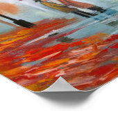 雨の日の秋の赤い傘のトラム絵画ズ ポスター (角)