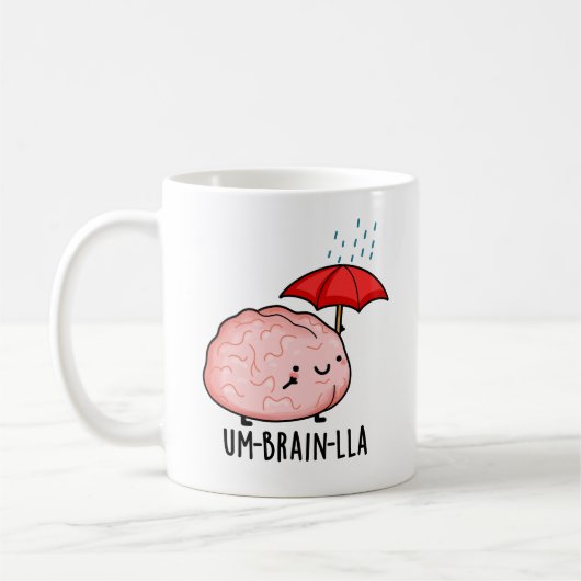 雨の日の脳パズル 面白い脳のダジャレ コーヒーマグカップ (左)