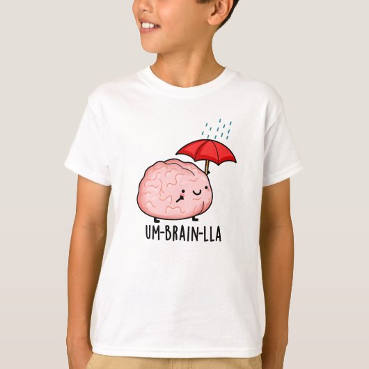 雨の日の脳パズル 面白い脳のダジャレ Tシャツ (正面)