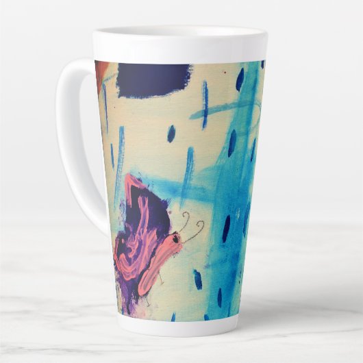 雨の日の蝶 カフェラテマグ (左アングル)