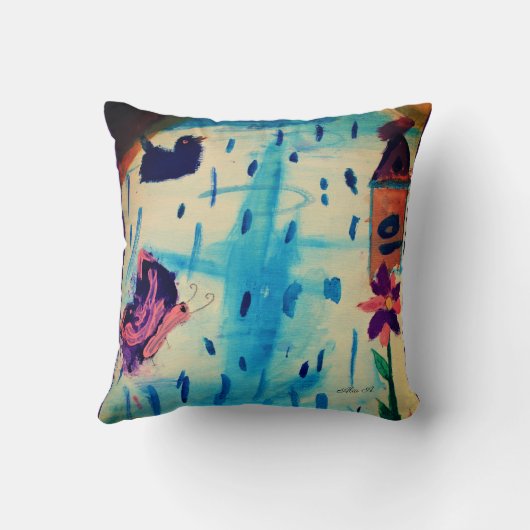 雨の日の蝶 クッション (裏面)