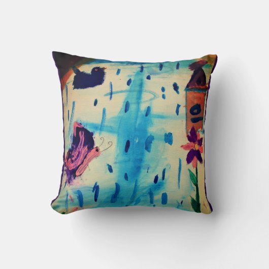 雨の日の蝶 クッション (正面)