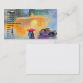 雨の日の赤い傘のロマンチックなカップルの歩行 名刺 (正面/裏面)