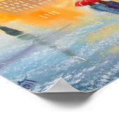 雨の日の赤い傘のロマンチックなカップル歩く ポスター (角)