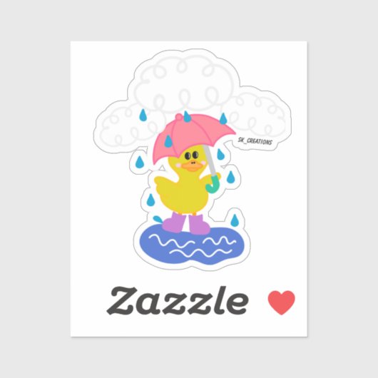 雨の日アヒル シール (シート)