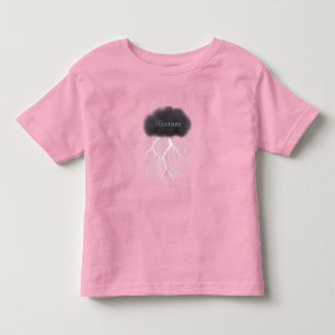 雨の日サンダークラウドとベビーの名前ピンク トドラーTシャツ