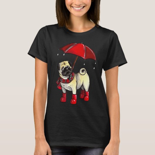 雨の日パグクラシックTシャツ605 Tシャツ (正面)