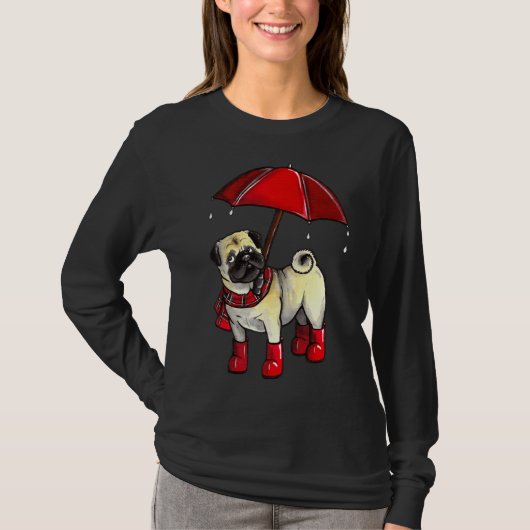 雨の日パグクラシックTシャツ605 Tシャツ (正面)