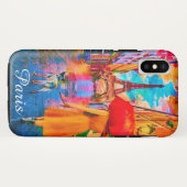 雨の日パリとエッフェルタワーガール&ドッグ Case-Mate iPhoneケース (裏面(横))