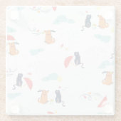 雨の日フレンド: 猫犬ヴィンテージ ガラスコースター (裏面)