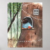 雨の日ベアーデイドリームティータイムイラストレーション ポスター (正面)