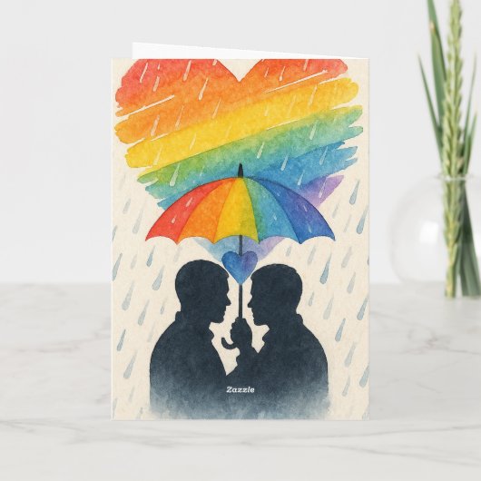 雨の日同性カップル記念日傘愛 カード (裏面)