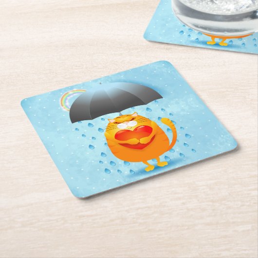 雨の日 スクエアペーパーコースター (アングル)