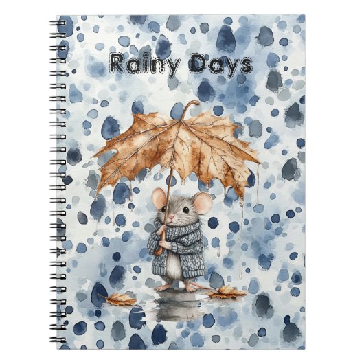 雨の日 ブルーマウス リーフ傘 ノートブック (正面)