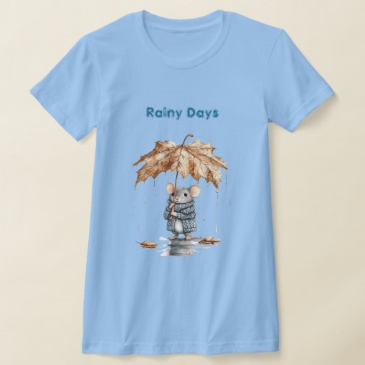 雨の日 ブルーマウス リーフ傘 Tシャツ (レイダウン)