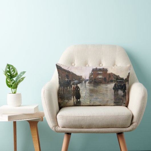 雨の日，ボストンby Frederick Childe Hasssam ランバークッション (椅子)