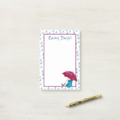 雨の日、傘、雨靴 ポストイット (デスク上)