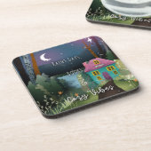 雨の日、書籍&居心地の良いビーブハンド絵を描デザイン コースター (左側)