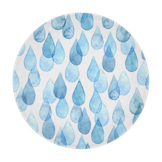 雨の日：水彩パターンヴィンテージ カッティングボード (正面)