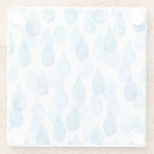 雨の日:水彩パターンヴィンテージ ガラスコースター (裏面)