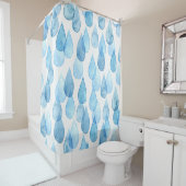 雨の日：水彩パターンヴィンテージ シャワーカーテン (インサイチュ)