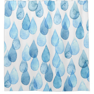 雨の日：水彩パターンヴィンテージ シャワーカーテン