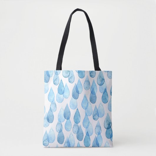 雨の日:水彩パターンヴィンテージ トートバッグ (正面)