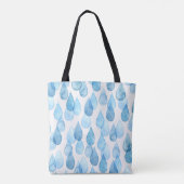 雨の日:水彩パターンヴィンテージ トートバッグ (裏面)