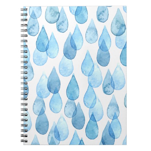 雨の日:水彩パターンヴィンテージ ノートブック (正面)