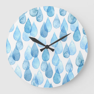 雨の日:水彩パターンヴィンテージ ラージ壁時計