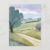 雨の日 | 自然水彩ヒルズランドスケープ ポストカード (正面)