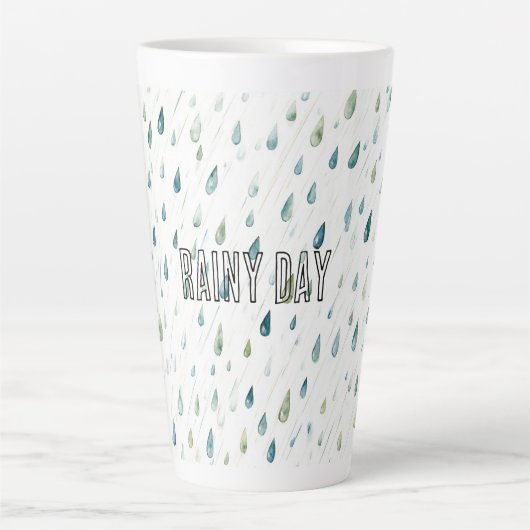 雨の日+雨粒 カフェラテマグ (正面)