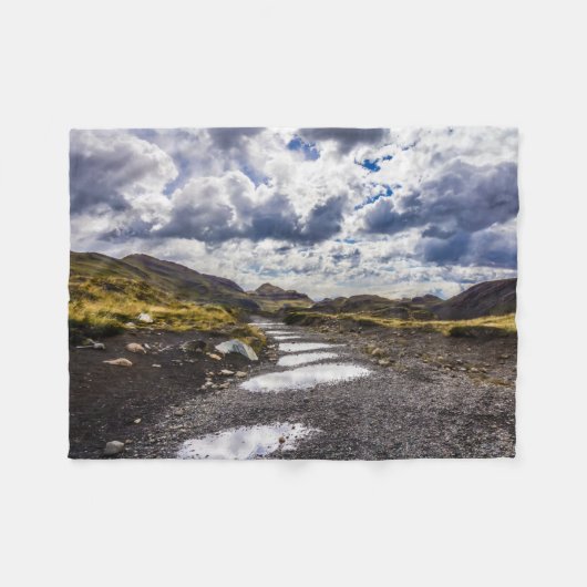 雨の日Torres Del Paine NP フリースブランケット (正面(横))