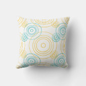 雨の波紋のパターンターコイズと黄色 クッション (裏面)