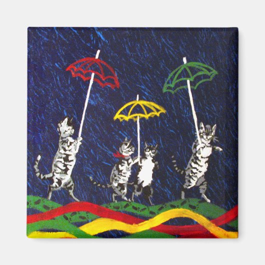 雨の猫 マグネット (正面)