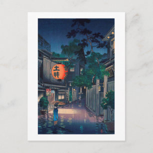 雨の神楽坂、土屋興津、ウッドカット ポストカード