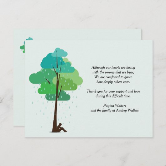 雨の私のハート死別はがき感謝 ポストカード (正面/裏面)