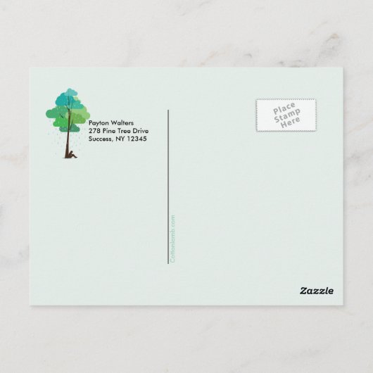 雨の私のハート死別はがき感謝 ポストカード (裏面)