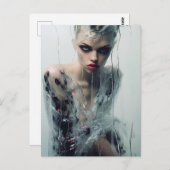 雨の窓澄んの後ろの婦人のプラスチックのドレス ポストカード (正面/裏面)