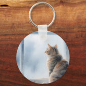 雨の窓辺の水彩タビー猫 キーホルダー (裏面)