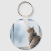 雨の窓辺の水彩タビー猫 キーホルダー (裏面)