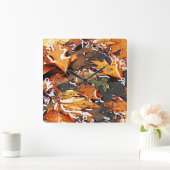 雨の紅葉 スクエア壁時計 (ホーム)