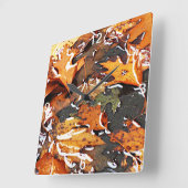 雨の紅葉 スクエア壁時計 (傾斜)