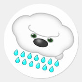 雨の羊の犬の雲 – ラウンドシール (正面)