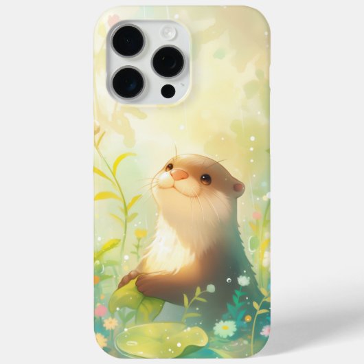 雨の花畑で楽しむカワウソ Case-Mate iPhoneケース (裏面)