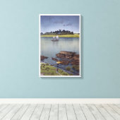 雨の荒川,川瀬巴水雨，荒川，川瀬蓮井 キャンバスプリント (インサイチュ (ウッドフロア))