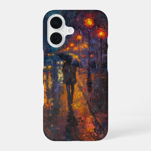 雨の通りの暖かい光 iPhone 16ケース (裏面)