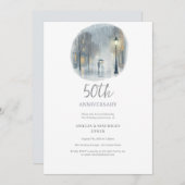 雨の都ロマンス優雅な結婚記念日 招待状 (正面/裏面)